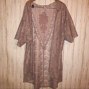Charlotte Russe sheer Lace kimono light purple